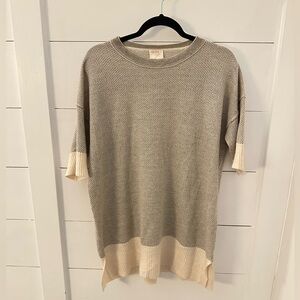 KERISMA OS Tan-cream quiet luxury oversized woman short sleeve wool sweater